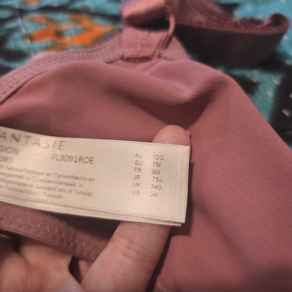Fantasie Pink Sheer Striped Bra Unpadded Underwire - Picture 5 of 6